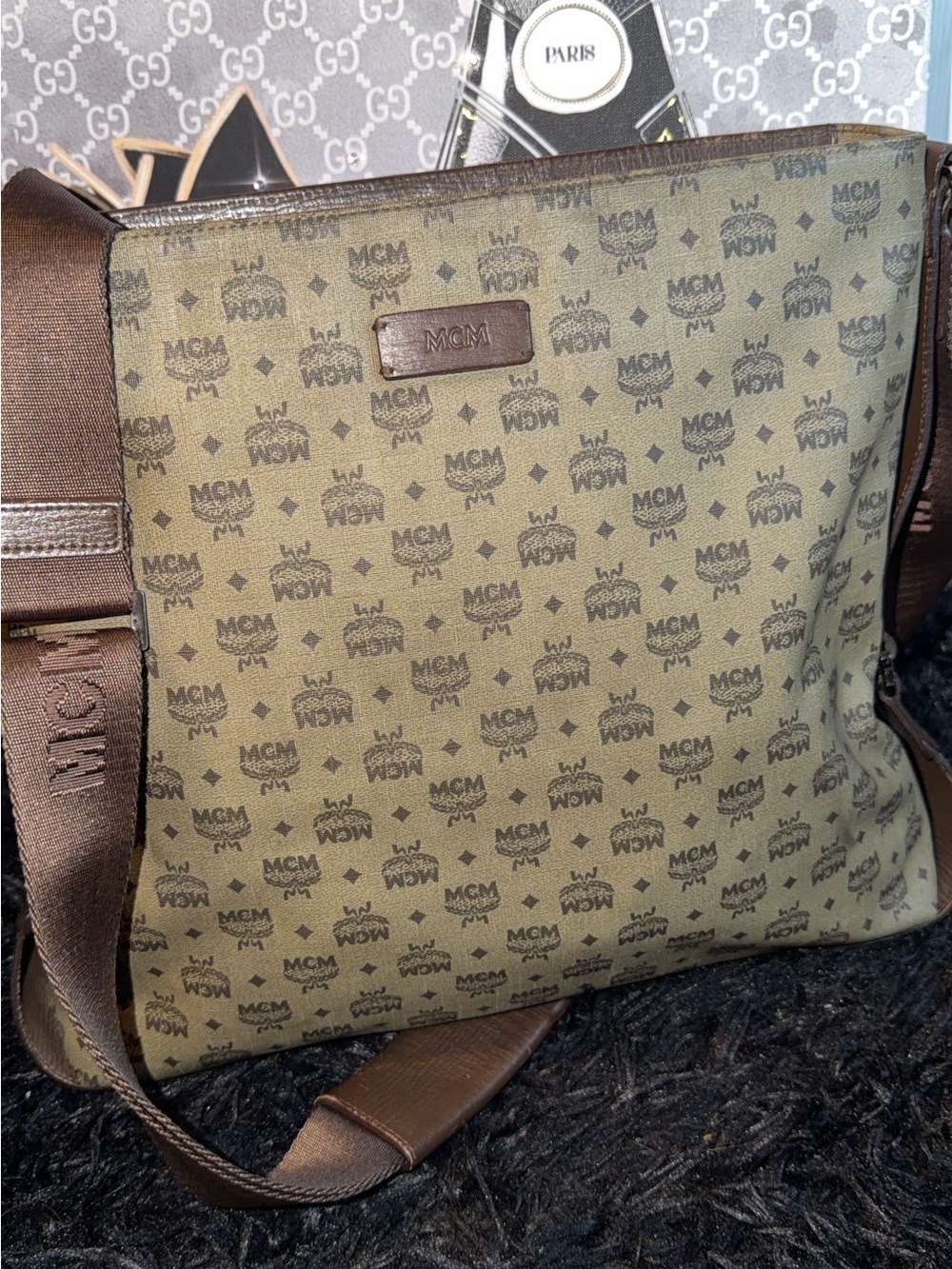 MCM Messanger Brown Logo Crossbody Bag